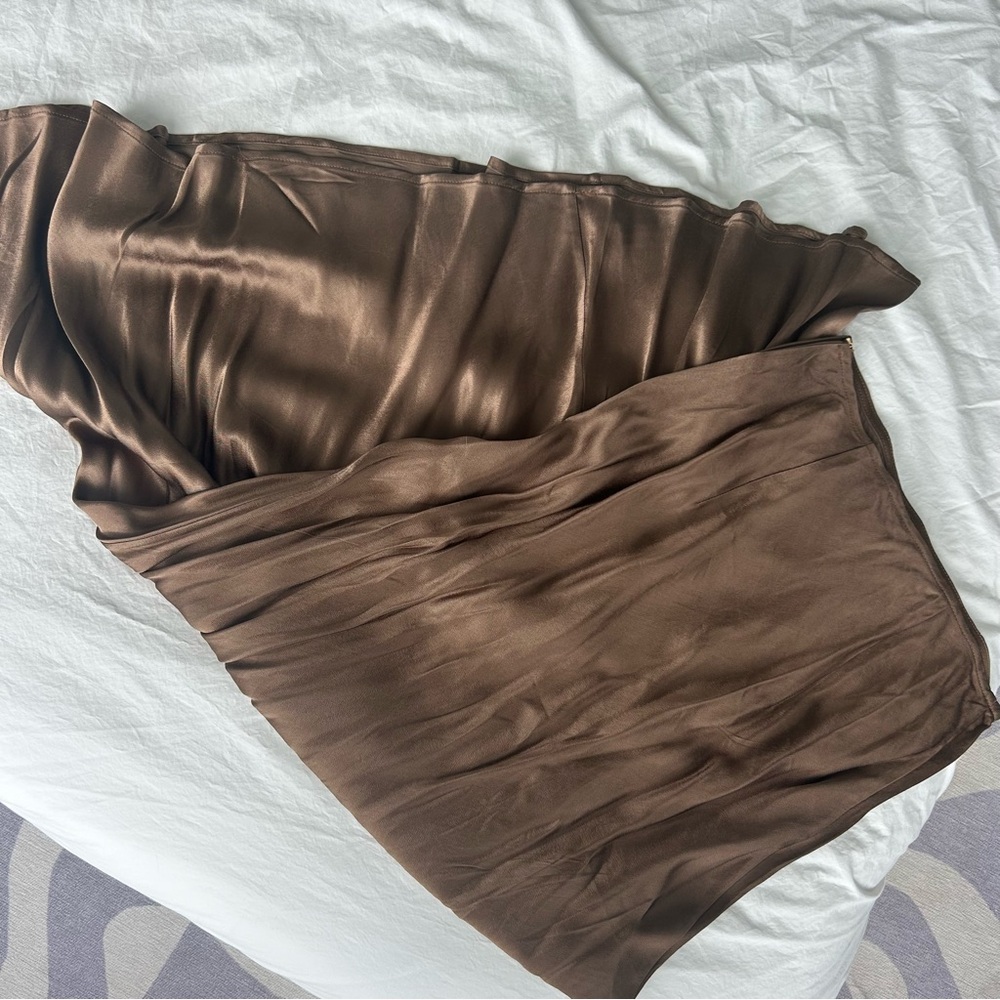 DISSH Brown Satin Maxi Skirt
